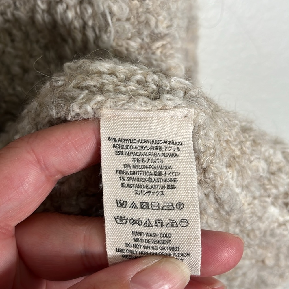 Free People Taupe oversized alpaca blend snap front Cardigan size extra small - Picture 8 of 9